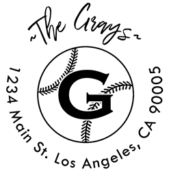 Baseball Outline Letter G Monogram Stamp Sample